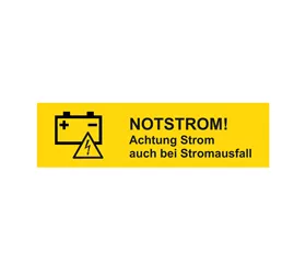 Warnaufkleber „NOTSTROM“ – Achtung Strom auch bei Stromausfall