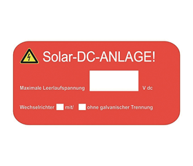 Système DC Solaire Film Vinyle EET PVC 50x90mm Rouge Signal Impression Allemand ou Français Unitaire