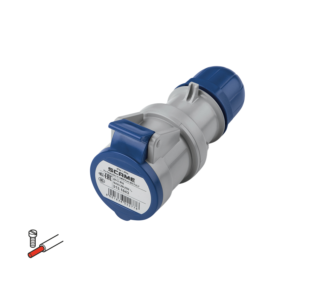 Scame Coupling Socket,2P+E,6h